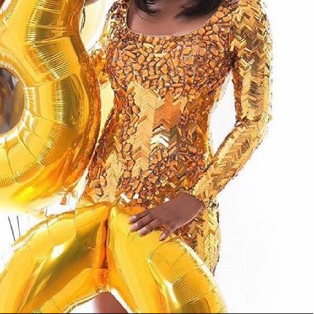 Gold Sequins Birthday Dress | Prom Dress | wedding guest dress
